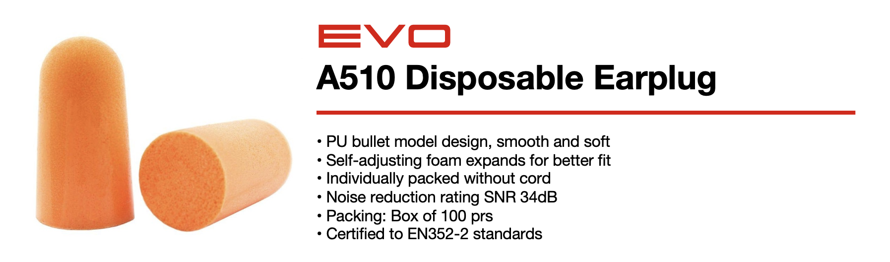 EVO A510 Disposable Earplug